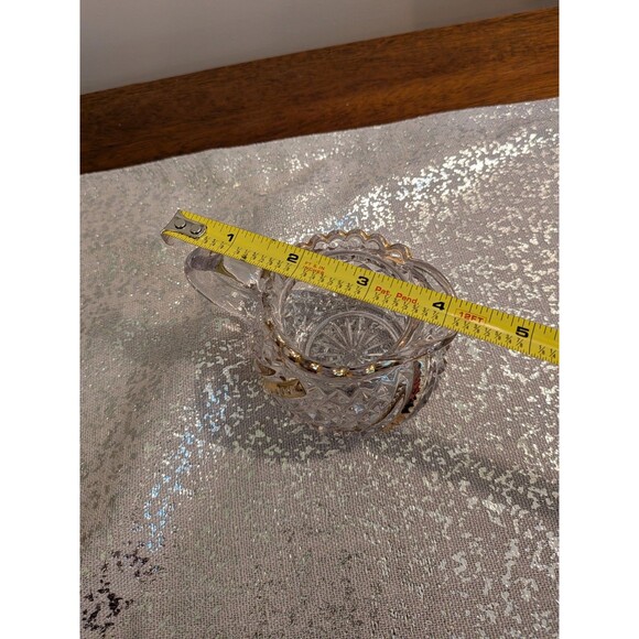 Brilliant Cut Glass/Crystal Creamer Gold Detail Diamond Star Pattern Scalloped - Picture 7 of 8